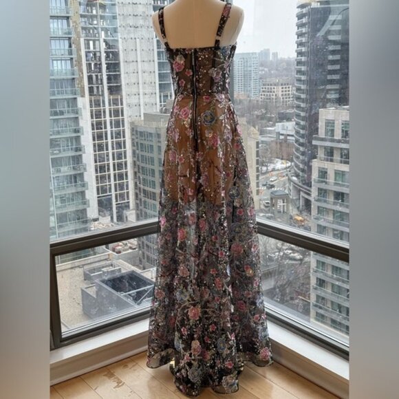 🆕 BRONX & BANCO 🧿 NWOT Midnight Embroidered Floral & Pearl Gown, Sz XS US 2 - Picture 8 of 15